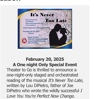 Its Never Too Late Staged Reading